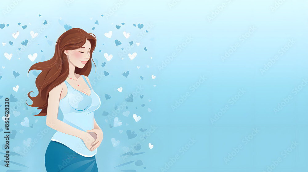 pregnant woman on blue background vector with copy space pregnant woman on blue background vector with copy space
