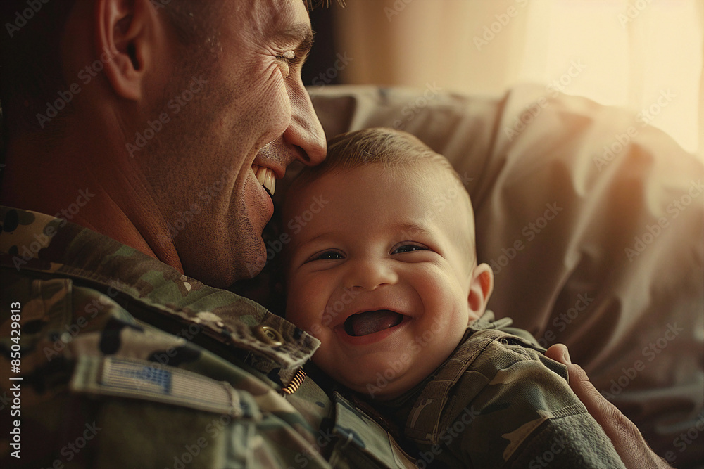 Happiness to be together coming back home from the war generative AI concept Happiness to be together coming back home from the war generative AI concept