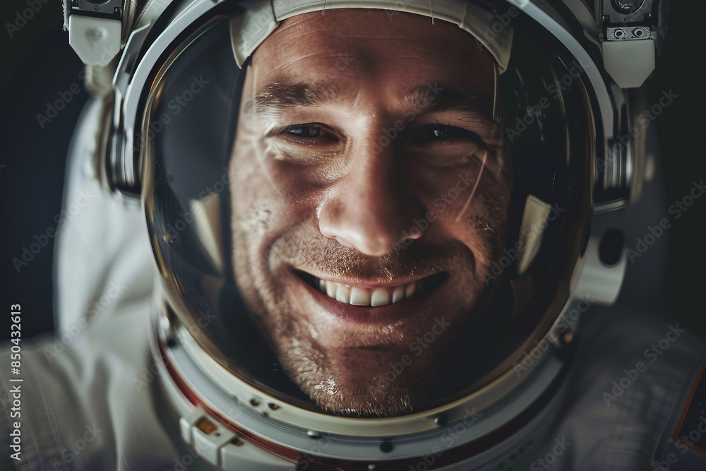 Closeup Generative AI picture of astronaut male female floating through space galaxy planet moon stars Closeup Generative AI picture of astronaut male female floating through space galaxy planet moon stars