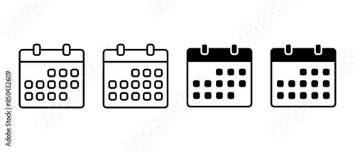 Calendar icon vector set. Outline calendar different variations symbol