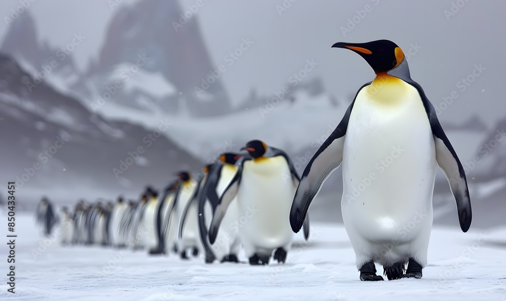 Fototapeta premium king penguin in polar regions, Generative AI