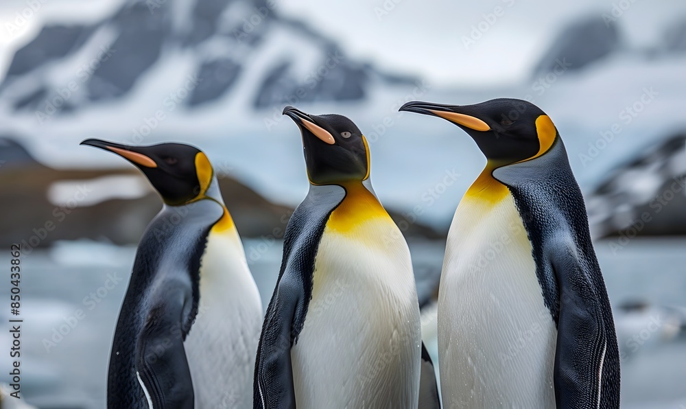 Fototapeta premium king penguin in polar regions, Generative AI