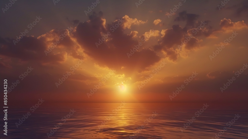 Dramatic sunset sky with clouds Dramatic sunset over the sea : Generative AI Dramatic sunset sky with clouds Dramatic sunset over the sea : Generative AI