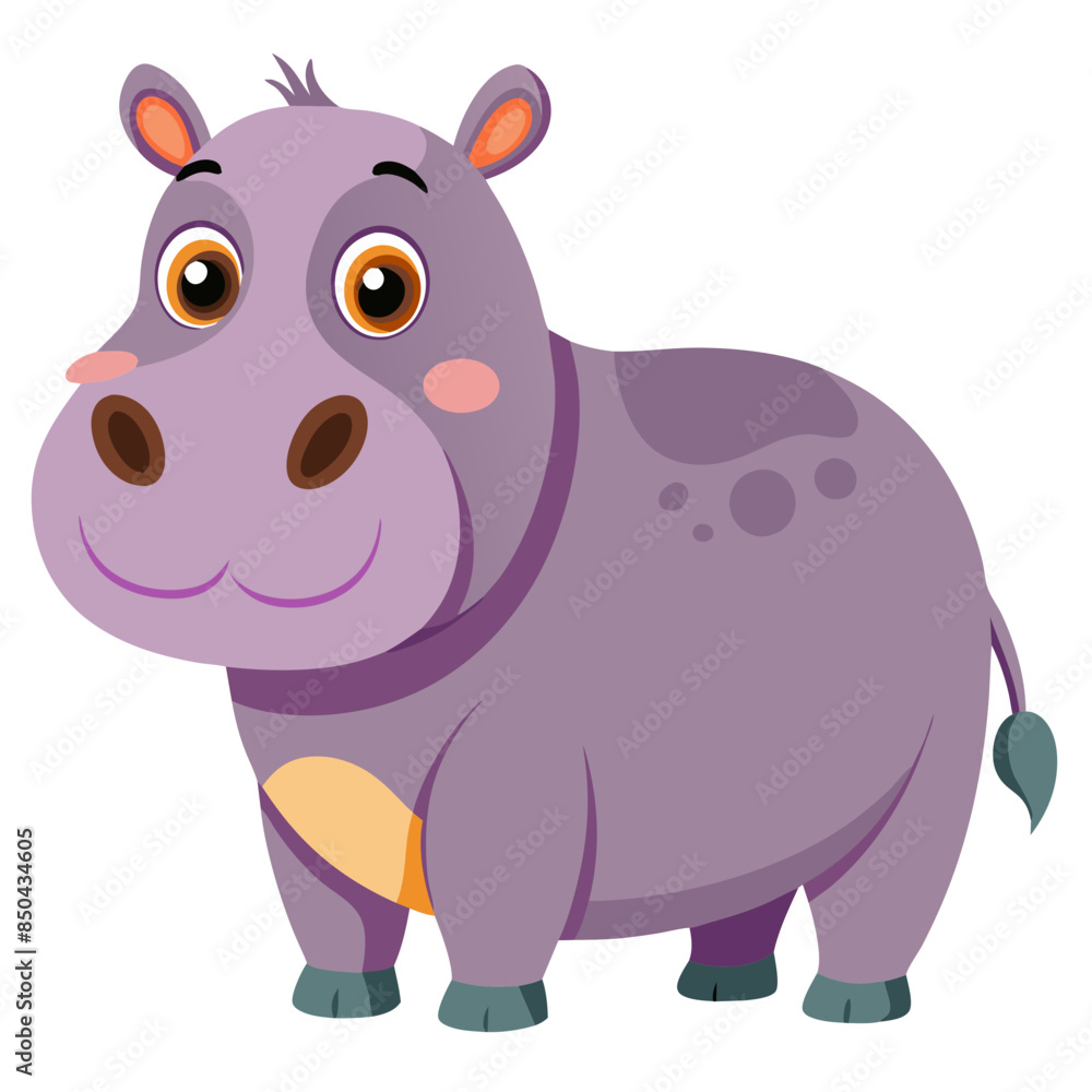 Fototapeta premium Hippo vector illustration, cute animal vector illustration, Hippo illustration vector, cute Hippo cartoon illustration