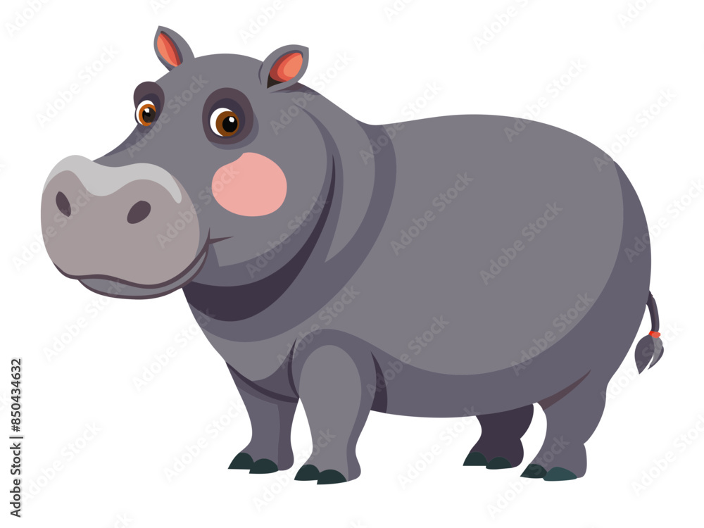 Obraz premium Hippo vector illustration, cute animal vector illustration, Hippo illustration vector, cute Hippo cartoon illustration