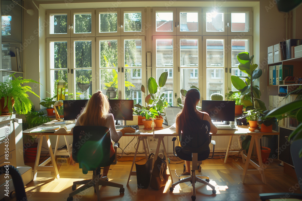 young business people working in an sunny office young business people working in an sunny office