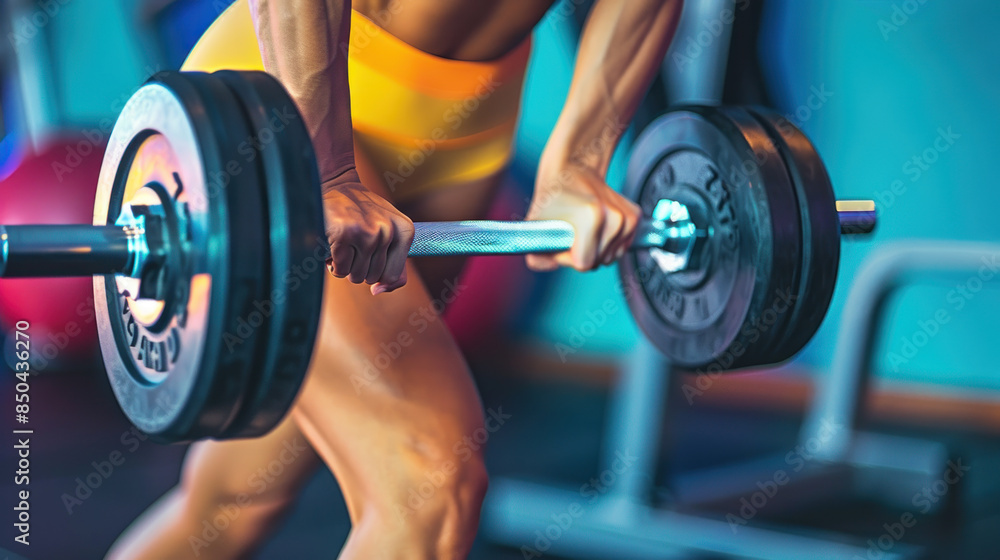 Young sporty woman lifting dumbbells in gym, strength and determination. Exercising health, vitality, fit female athlete routine, healthy lifestyle. Muscular body, workout, power. heavy weight, bicep Young sporty woman lifting dumbbells in gym, strength and determination. Exercising health, vitality, fit female athlete routine, healthy lifestyle. Muscular body, workout, power. heavy weight, bicep