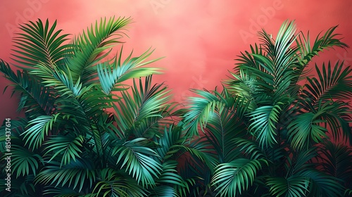 A bright coral backdrop with a solid green color.