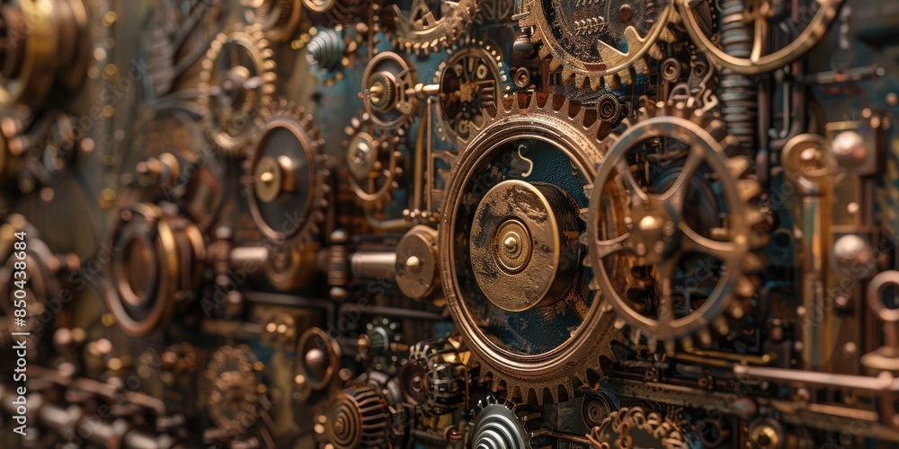 Intricate Steampunk Machinery Close-Up Intricate Steampunk Machinery Close-Up