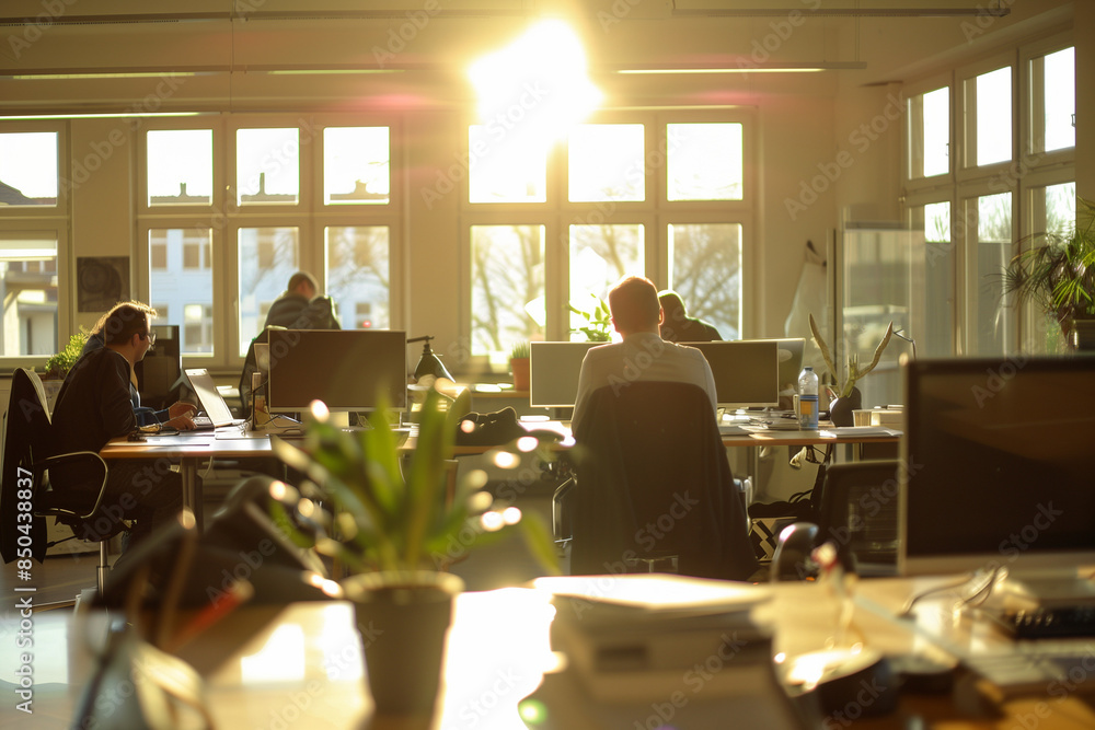 young business people working in an sunny office young business people working in an sunny office