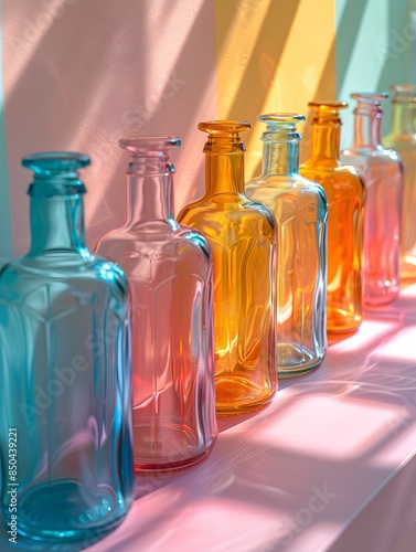 Artistic Rainbow Effects on Kitchen Bottles photo