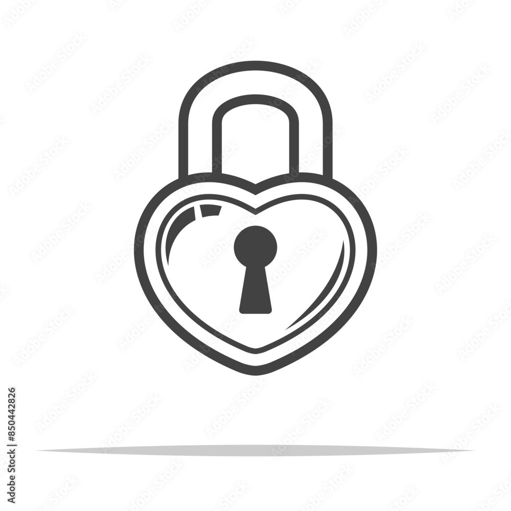 Heart padlock icon transparent vector isolated Heart padlock icon transparent vector isolated