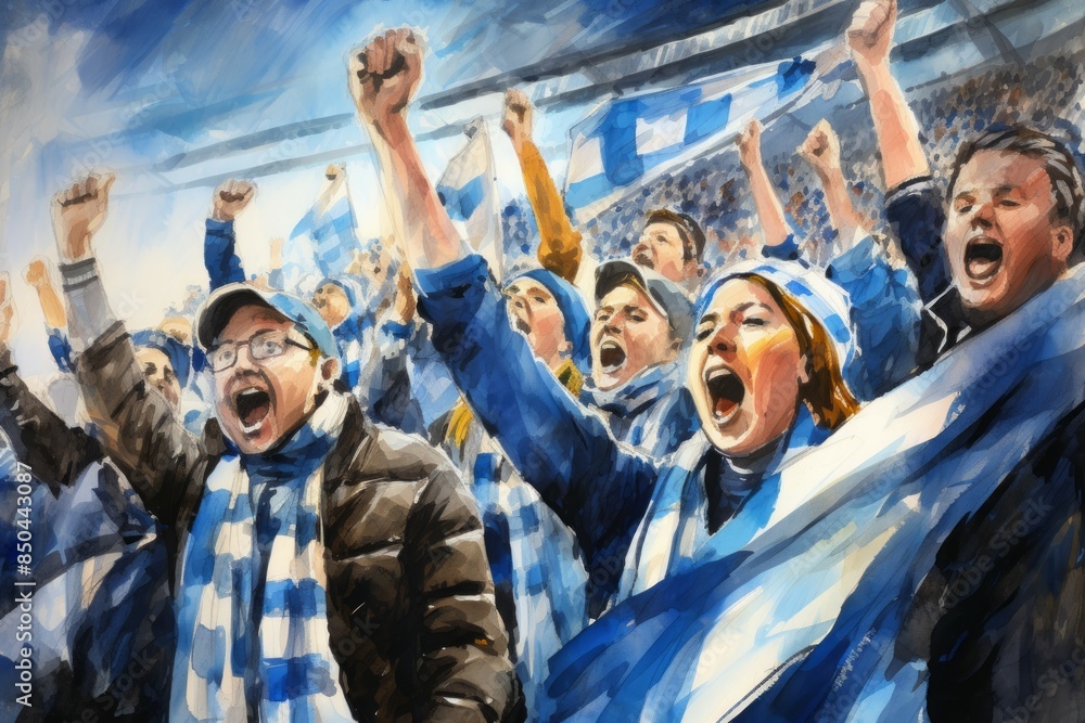 Obraz premium The roaring fans of Scotland - Generative AI