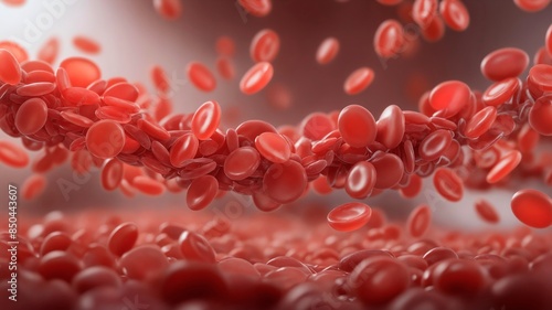 Blood cells in motion within, showcasing scientific research, cardiovascular health, and medical treatment. Focus on anatomy, disease prevention, and microscopic analysis.