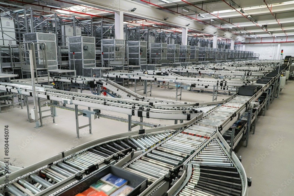 packing line in a logistics warehouse - ecommerce packing line in a logistics warehouse - ecommerce