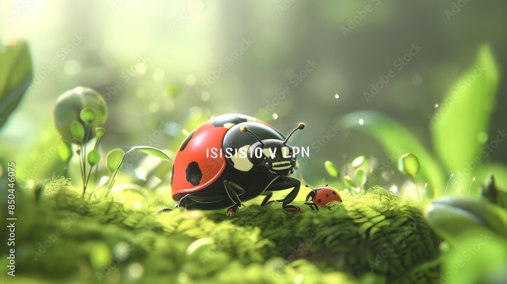 Two Ladybugs on a Patch of Moss Two Ladybugs on a Patch of Moss