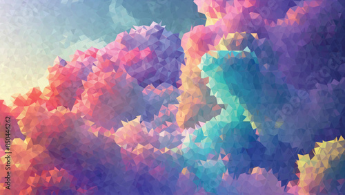 Fantasy multicolor sky and clouds low poly background