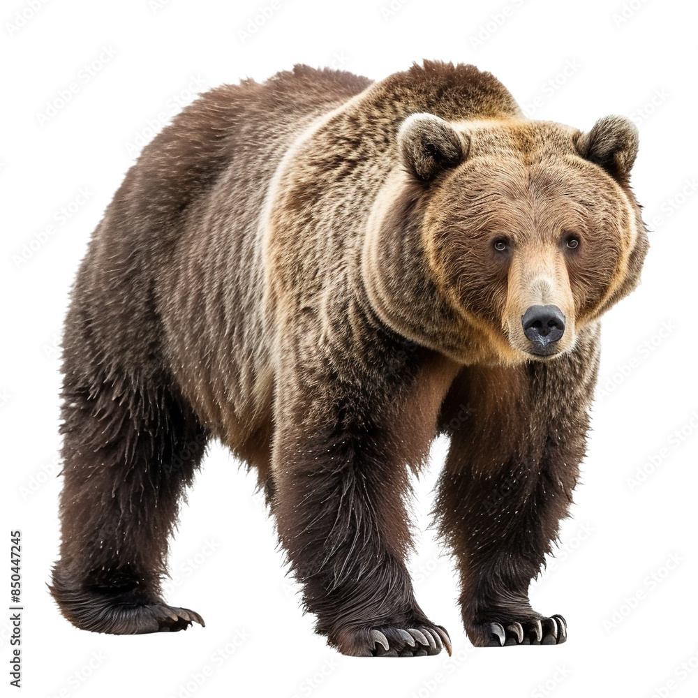 Grizzly bear on transparent or white background