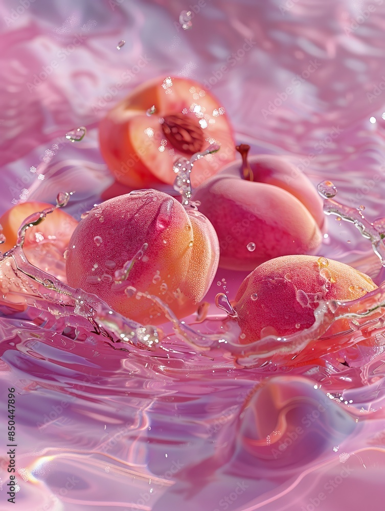 Peaches and Cherry Blossoms Submerged in Water Peaches and Cherry Blossoms Submerged in Water