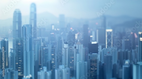 Abstract futuristic cityscape view with modern skyscrapers Hong Kong : Generative AI © Generative AI