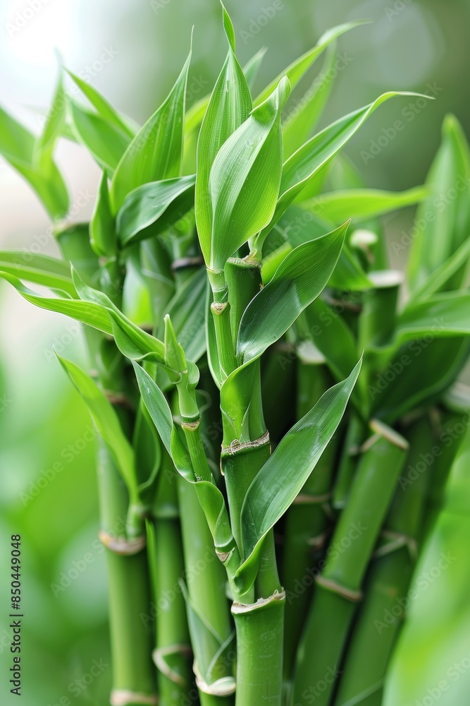 Fototapeta premium Close up vibrant bamboo stalks, showcasing intricate texture and exquisite natural beauty