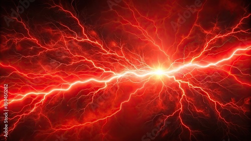 Abstract background of red lightning, energy, powerful, electricity, storm, vibrant, dynamic, dramatic, abstract, striking © guntapong