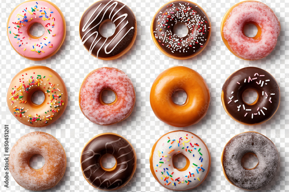 Collection of round donut doughnut, glazed frost nut set, side view on transparent background cutout, PNG file. Many assorted different. Mockup template for artwork
Collection of round donut doughnut, glazed frost nut set, side view on transparent background cutout, PNG file. Many assorted different. Mockup template for artwork