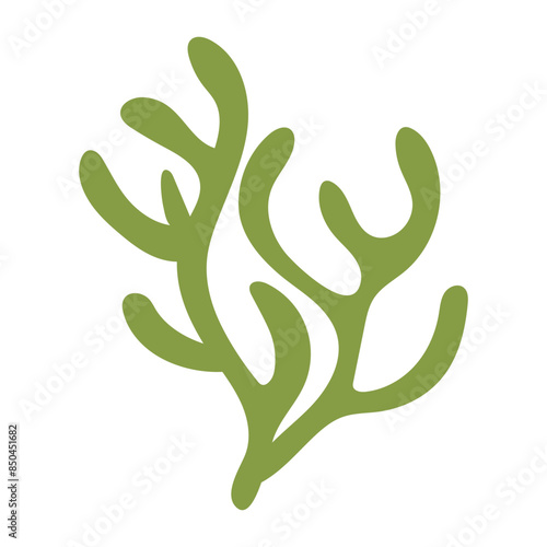 Algae. Underwater life. Coral. Abstract Seaweed Shape. Aesthetic Element.