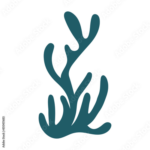 Algae. Underwater life. Coral. Abstract Seaweed Shape. Aesthetic Element.