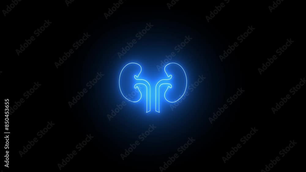 Glowing neon line Human kidneys icon animation isolated on black background. Neon human kidneys icon. 4K Video motion graphic animation. Glowing neon line Human kidneys icon animation isolated on black background. Neon human kidneys icon. 4K Video motion graphic animation.