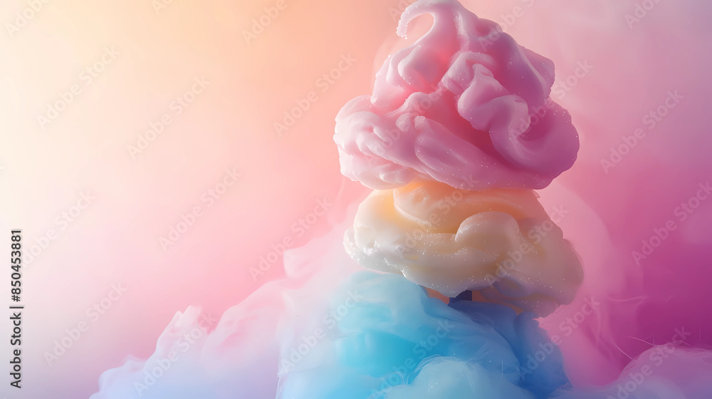 Fototapeta premium Colorful cotton candy in soft pastel color background. 