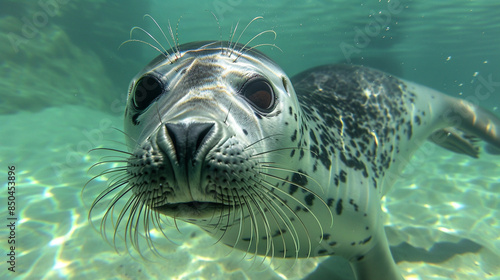 A seal is swimming in the ocean with its head above the water