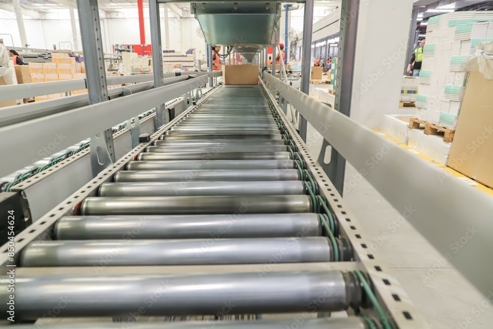 Fototapeta premium packing line in a logistics warehouse