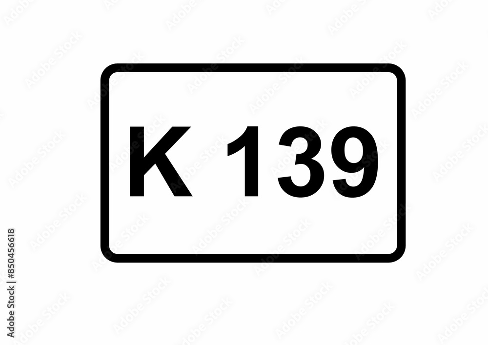 Illustration eines Kreisstraßenschildes der K 139 in Deutschland Illustration eines Kreisstraßenschildes der K 139 in Deutschland