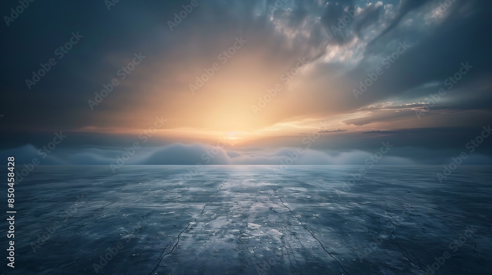 Dark Floor Background with Beautiful Sunset Cloud Night Sky Horizon : Generative AI Dark Floor Background with Beautiful Sunset Cloud Night Sky Horizon : Generative AI