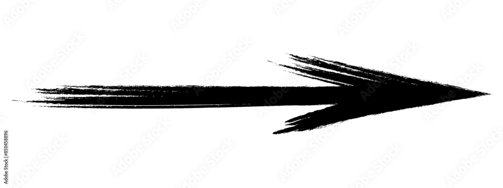 Arrow. Sketch. The long black arrow is pointing to the right. Hand drawn sign. Vector illustration. Directional signs made from brush strokes. Outline on isolated white background. Arrow. Sketch. The long black arrow is pointing to the right. Hand drawn sign. Vector illustration. Directional signs made from brush strokes. Outline on isolated white background.