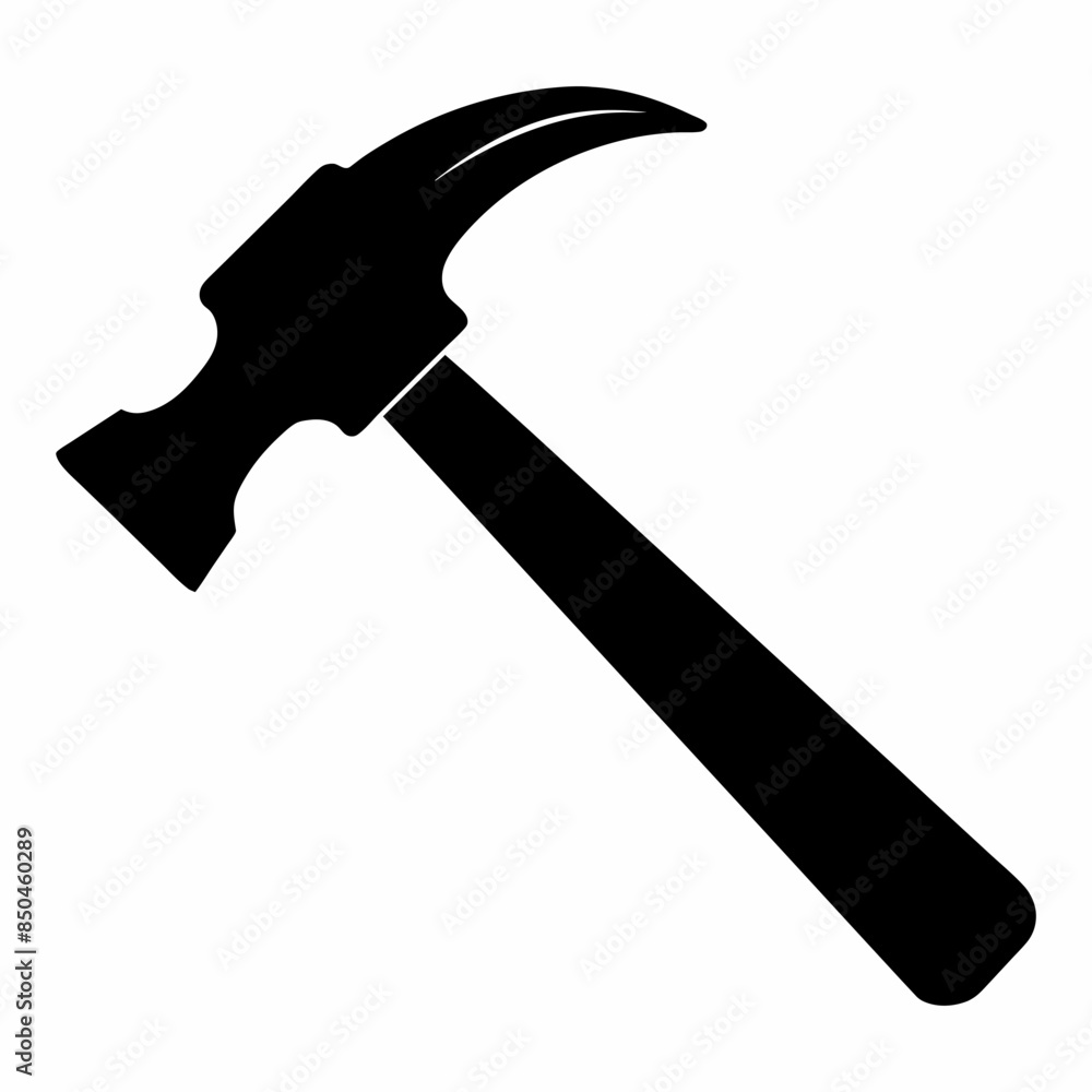 Black silhouette of a hammer isolated on a white background. concept of tool illustration, minimalist style, construction, home improvement. print, icon, logo, template, pictogram, element for design. Black silhouette of a hammer isolated on a white background. concept of tool illustration, minimalist style, construction, home improvement. print, icon, logo, template, pictogram, element for design.