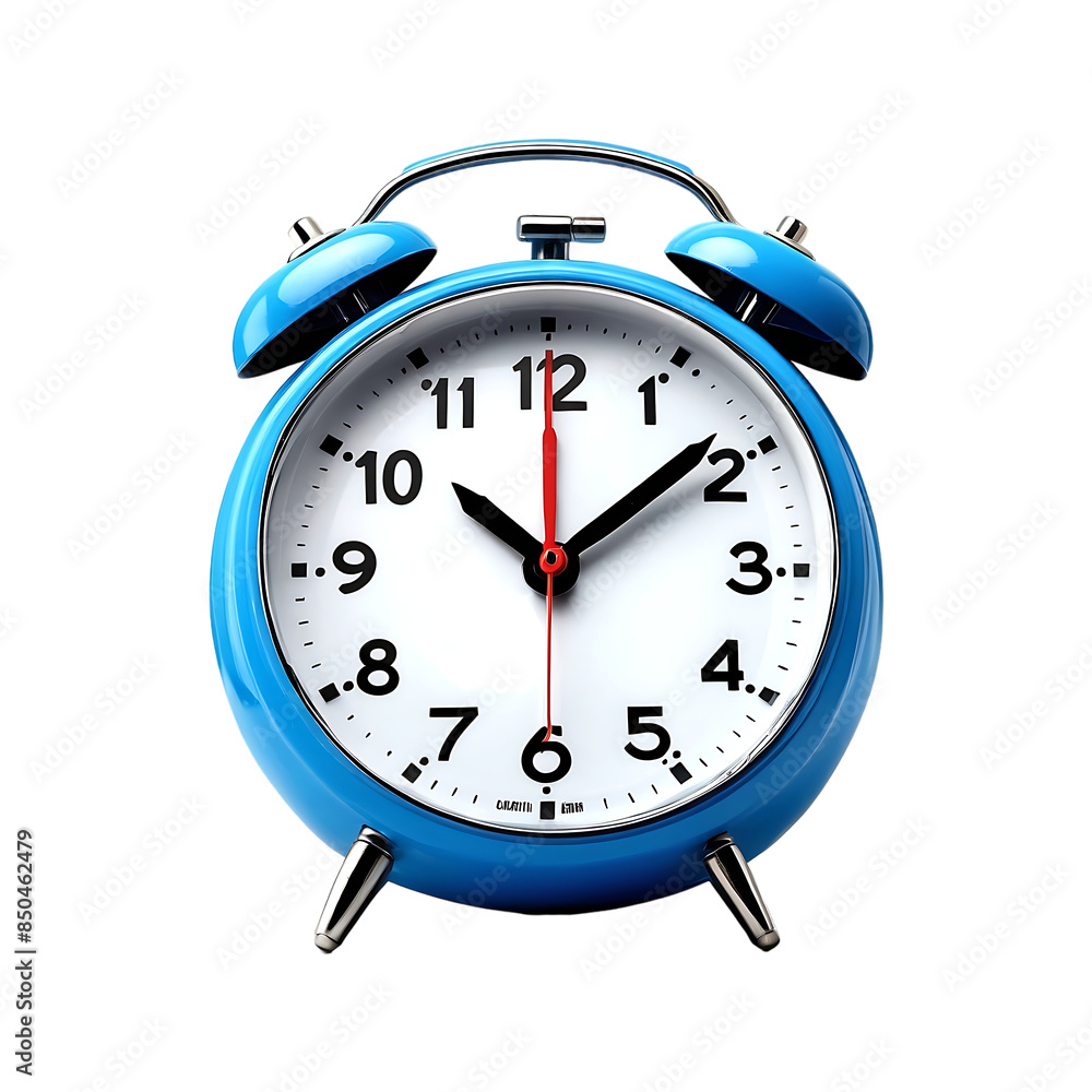 Concept of sleep and wake up with alarm clock isolated on a transparent background