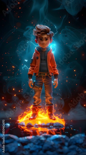 Edgy 3D Generation Z Avatar, Futuristic Sci-Fi Character Model with a Touch of Technological Magic