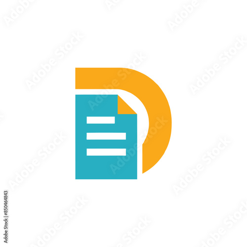 a letter D logo combined with a paper document symbol