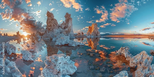The surreal Mono Lake in California, USA, with its striking tufa towers and alkaline waters photo