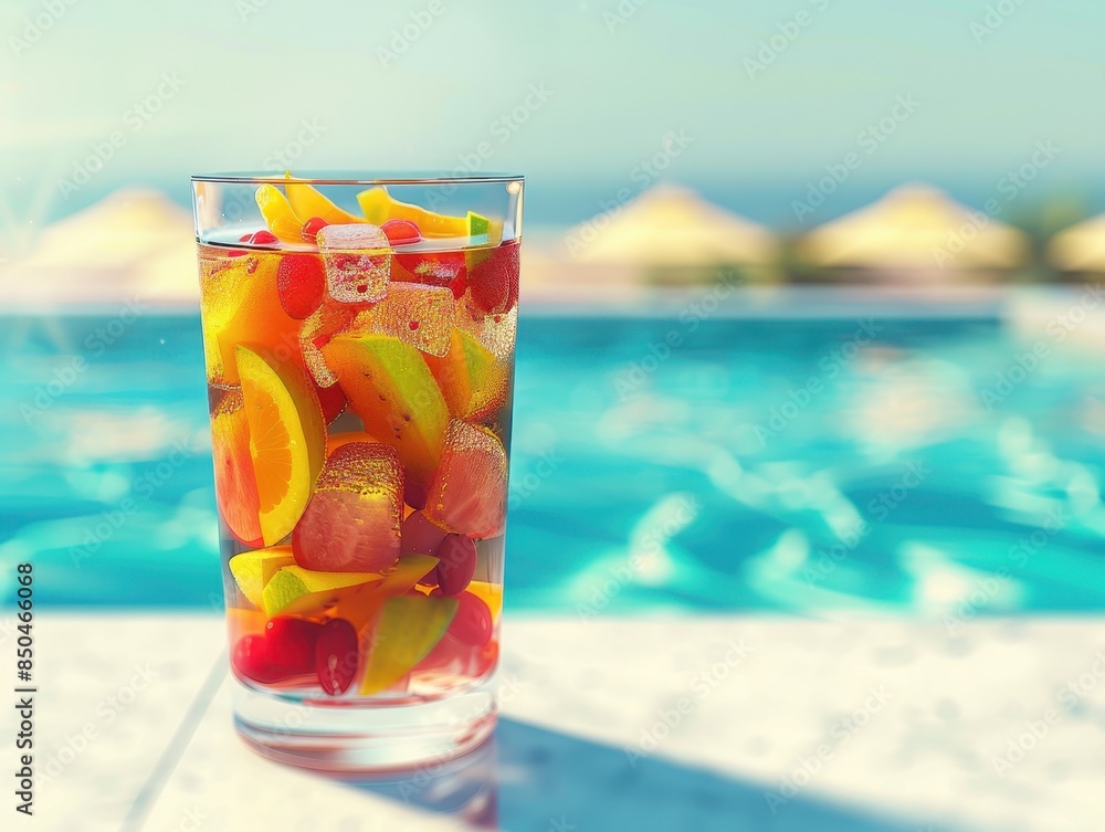 Vibrant Tropical Punch at Poolside Paradise - Summertime Refreshment and Fun in the Sun Vibrant Tropical Punch at Poolside Paradise - Summertime Refreshment and Fun in the Sun