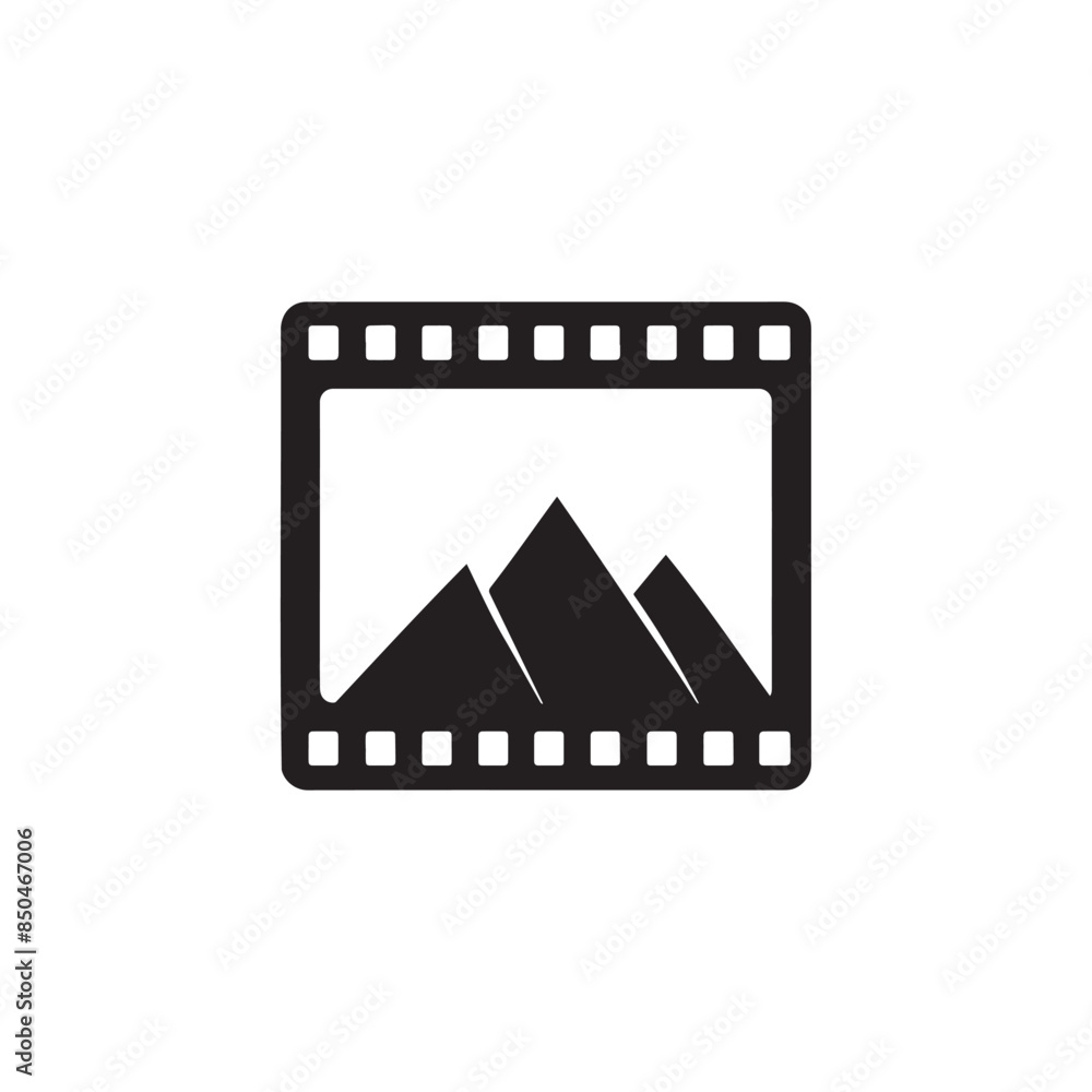 Fototapeta premium Illustration of mountains with camera roll film