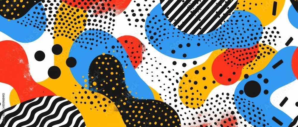 A colorful abstract painting with a lot of dots and lines A colorful abstract painting with a lot of dots and lines