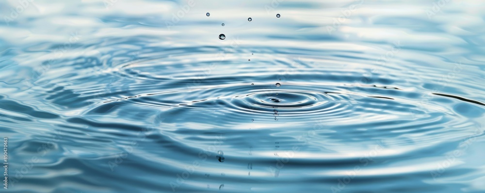 Serene depiction of water droplets creating ripples Serene depiction of water droplets creating ripples