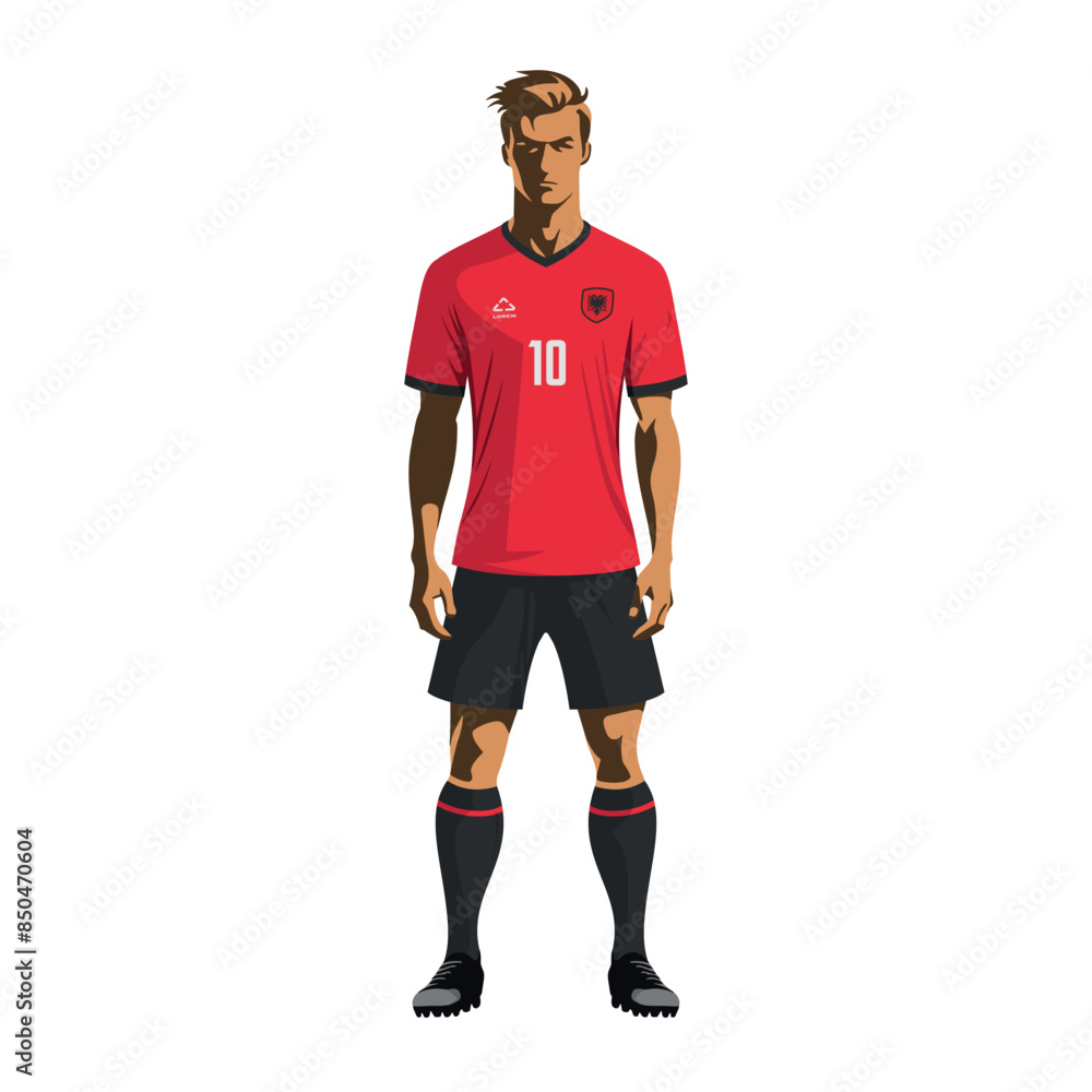 Soccer player in Albania team uniform Soccer player in Albania team uniform