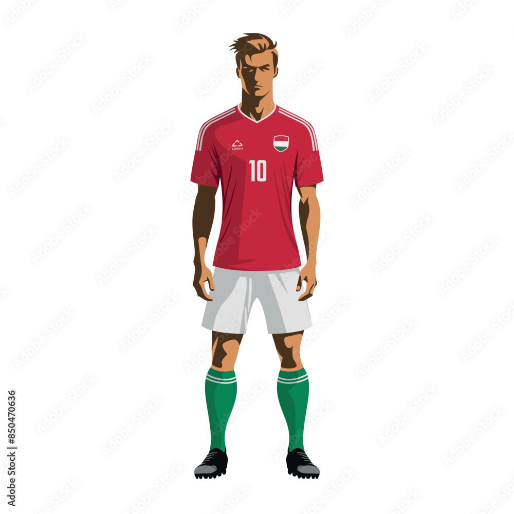 Soccer player in Hungary team uniform