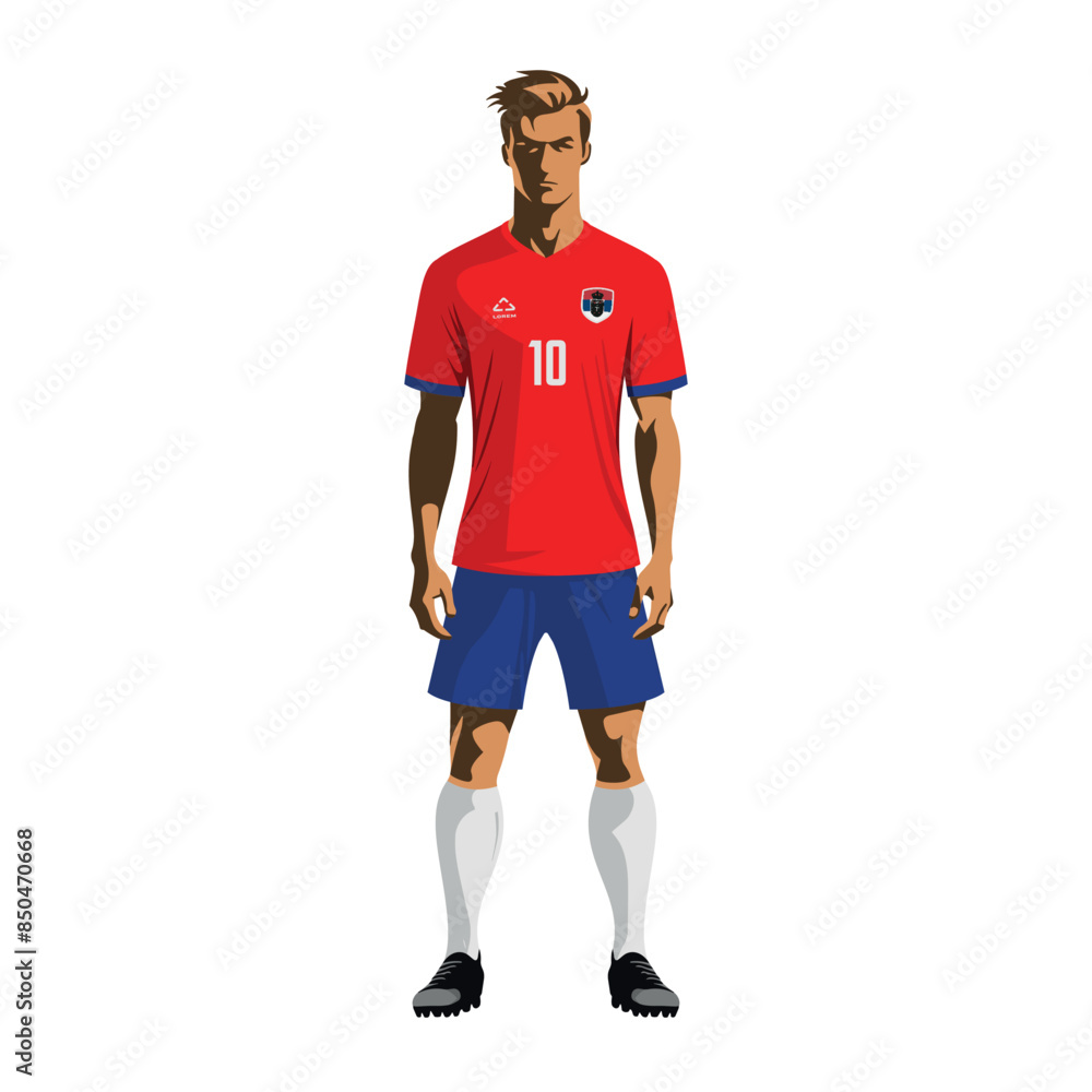 Soccer player in Serbia team uniform Soccer player in Serbia team uniform