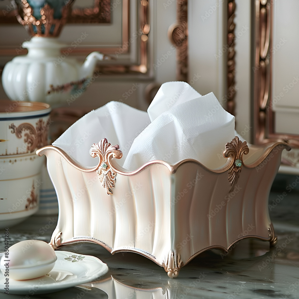 Elegant Pearl White Metal-Edged Tissue Box for Sophisticated Interiors Elegant Pearl White Metal-Edged Tissue Box for Sophisticated Interiors