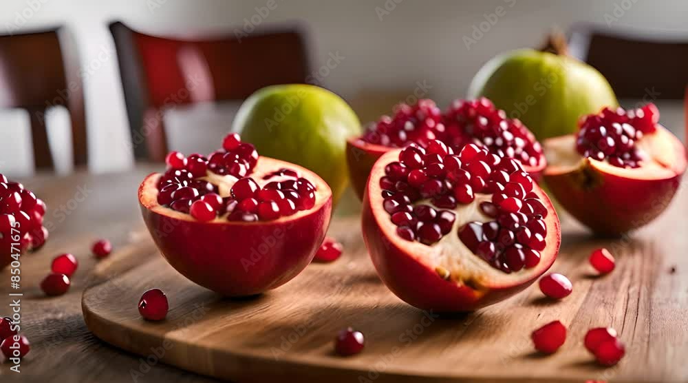 pomegranate on the table pomegranate on the table